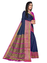 ADWYN PETER Women's Jacquard Banarasi Silk Casual Wear Lightweight Saree With Unstitched Blouse (R_C_535 NavyBlue)-thumb1