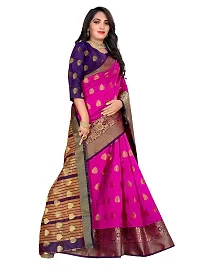 ADWYN PETER Women's Jacquard Banarasi Silk Casual Wear Lightweight Saree With Unstitched Blouse (R_C_554 Pink)-thumb2