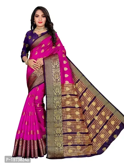 ADWYN PETER Women's Jacquard Banarasi Silk Casual Wear Lightweight Saree With Unstitched Blouse (R_C_554 Pink)-thumb0