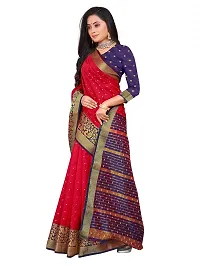 ADWYN PETER Women's Jacquard Banarasi Silk Casual Wear Lightweight Saree With Unstitched Blouse (R_C_538 Red)-thumb1