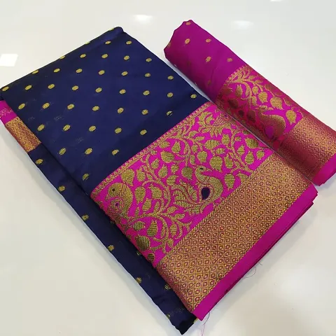 Suriya Banarasi Cotton Silk Sarees with Blouse Piece