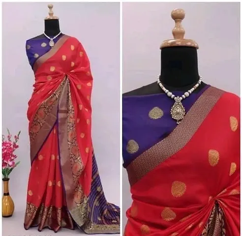 Banarasi Cotton Silk Zari Woven Sarees with Blouse piece