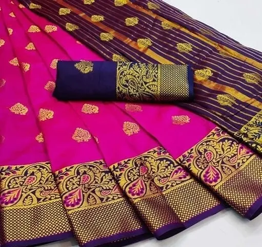 Printed Pochampally Silk Blend Woven Work Saree