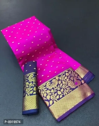 Classic  Cotton Silk  Banarasi Saree with Blouse Piece-thumb0