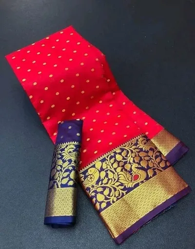 Banarasi Cotton Silk Zari Woven Sarees with Blouse piece