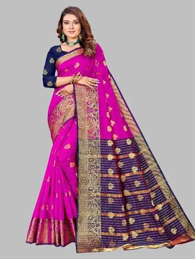 Banarasi Cotton Silk Woven Sarees with Blouse piece