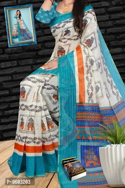 Classic Cotton Printed Saree with Blouse piece-thumb0