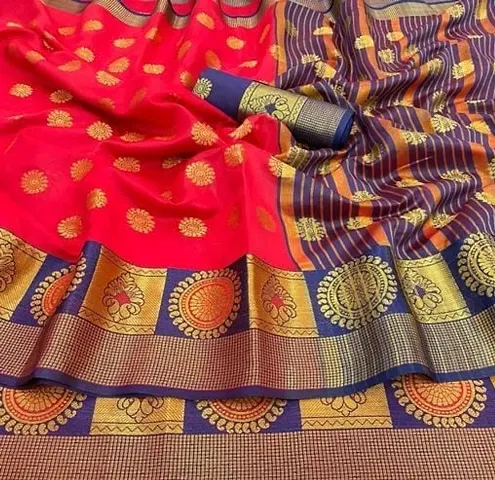 Zari Work Cotton Silk Sarees with Blouse Piece