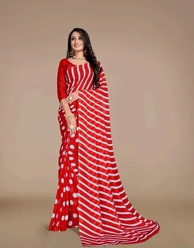 Georgette Printed Saree with Blouse piece