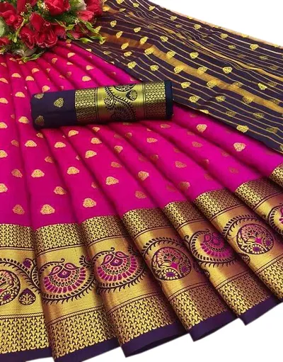Zari Work Cotton Silk Sarees with Blouse piece