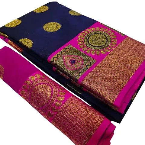 Cotton Silk Woven Design Sarees with Blouse Piece