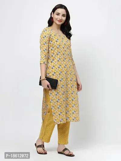 Womens Cotton Blend Printed Straight Kurta with Pant-thumb0