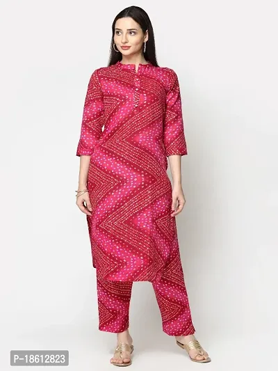 Womens Cotton Blend Printed Straight Kurta with Pant-thumb0