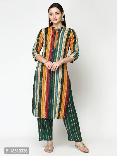 Womens Cotton Blend Printed Straight Kurta with Pant