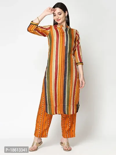 Womens Cotton Blend Printed Straight Kurta with Pant