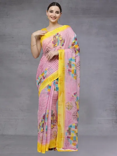 Georgette Printed Sarees with Blouse piece