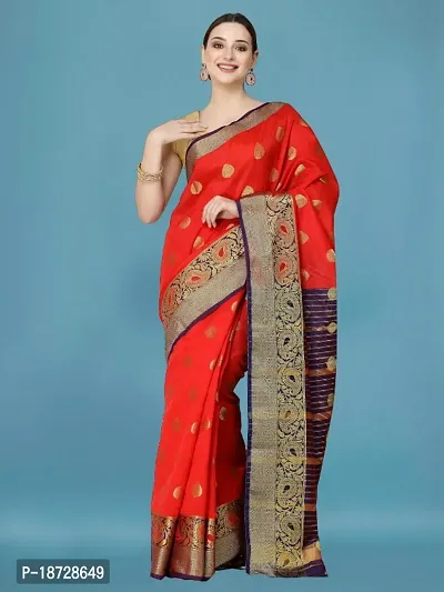 Woven Design Kanjivaram Silk Blend Banarasi Sarees With Blouse Piece-thumb0