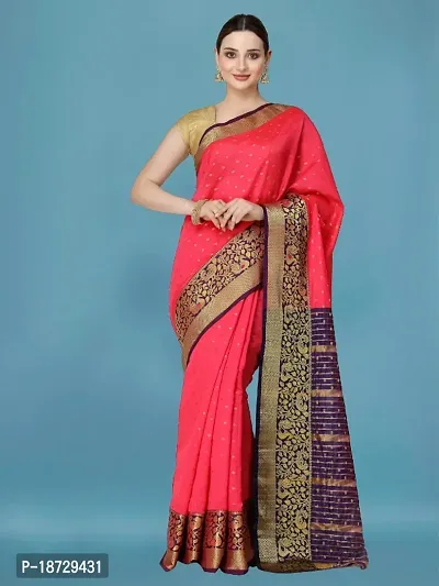 Womens Banarasi   Cotton Silk Saree With Blouse Piece
