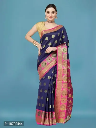 Womens Banarasi   Cotton  Silk Saree With Blouse Piece