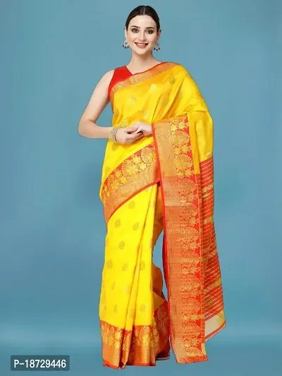 Womens Banarasi   Cotton Silk Saree With Blouse Piece