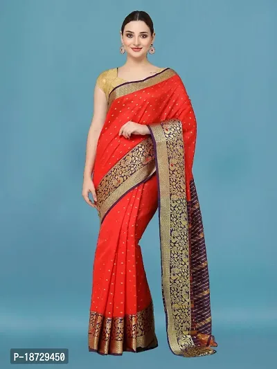 Womens Banarasi   Cotton Silk Saree With Blouse Piece-thumb0