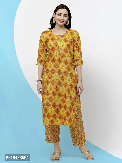 Women Cotton Blend Kurta and Pant Set