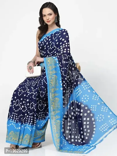 Womens Georgette Printed Saree With Blouse Piece