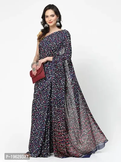 Womens Georgette Printed Saree With Blouse Piece-thumb0