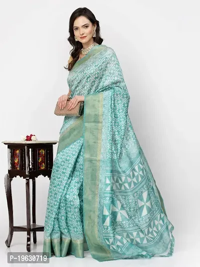 Beautiful Cotton Blend Printed Saree with Blouse piece