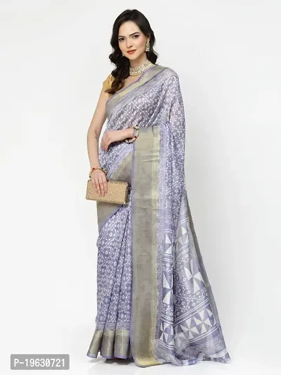 Beautiful Cotton Blend Printed Saree with Blouse piece-thumb0