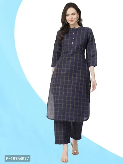 Womens Cotton Blend Printed Straight Kurta with Pant