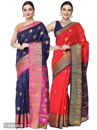 Multicoloured Printed Georgette Saree with Blouse piece - Pack Of 2