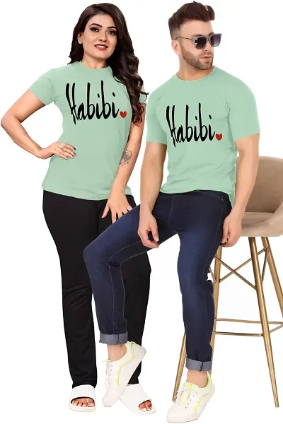 Cotton Multi color Plain Casual Couple Combo Tshirt [pack of 2]