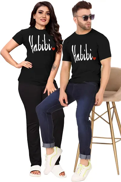 Cotton Multi color Plain Casual Couple Combo Tshirt [pack of 2]