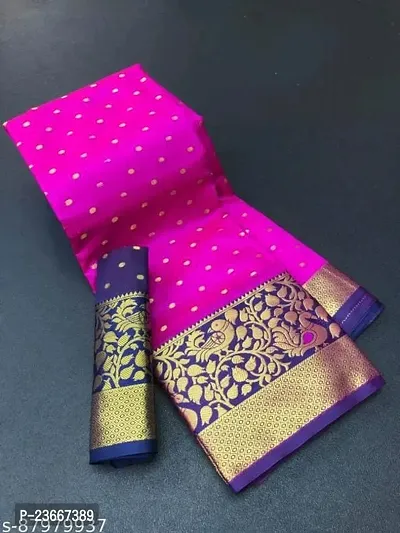 Womens Jacquard Silk Banarasi Kanjivaram Style Saree-thumb0