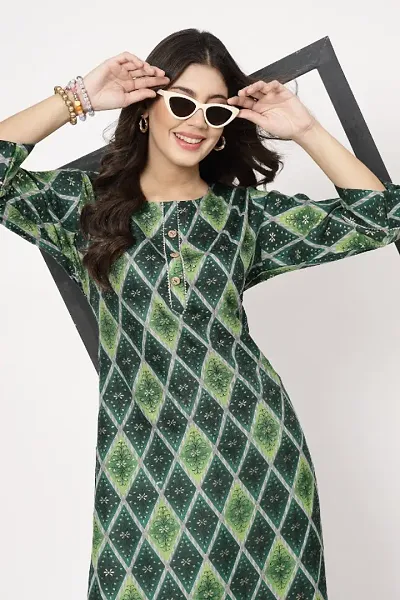 Stylish Cotton Straight Floral Printed Kurti