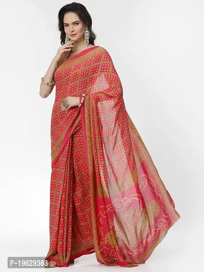 Womens Georgette Printed Saree With Blouse Piece