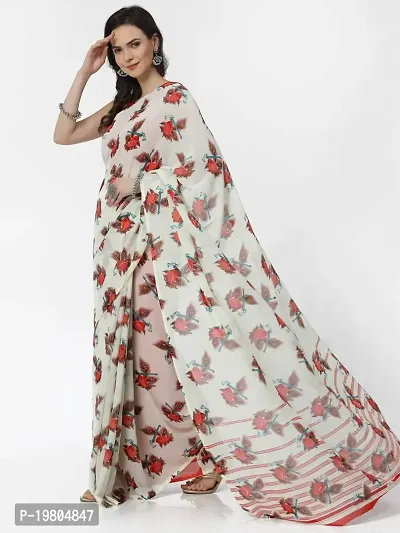 Georgette Printed Saree With Blouse Piece-thumb0
