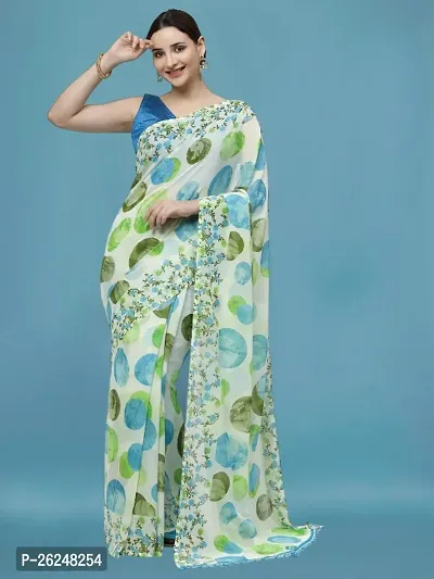 Womens Printed Saree with Unstitched Blouse Piece