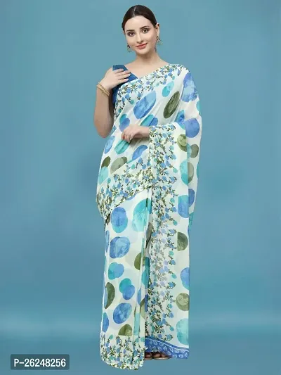 Womens Printed Saree with Unstitched Blouse Piece