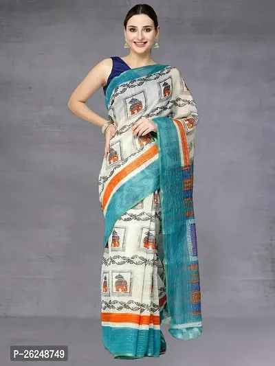 Classic Cotton Saree with Blouse piece for women-thumb0