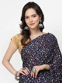 Womens Printed Georgette Saree with Unstitched Blouse Piece-thumb1
