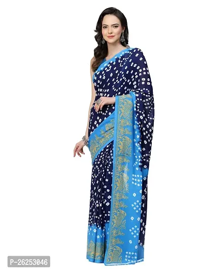 Womens Printed Georgette Saree with Unstitched Blouse Piece