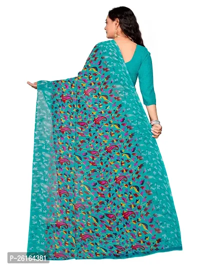 Womens Printed Georgette Saree with Unstitched Blouse Piece-thumb2