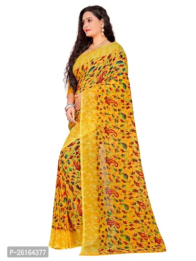 Womens Printed Georgette Saree with Unstitched Blouse Piece