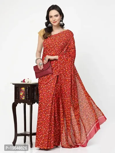 Womens Georgette Bandhani Printed Saree with Blouse