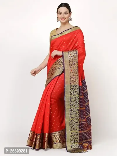 Womens Present Banarasi Soft Lichi Silk Saree Beautiful Jacquard Rich Pallu Design Work Zari Woven Kanjivaram Silk Style Saree With Soft Lichi Silk Blouse Piece-thumb0