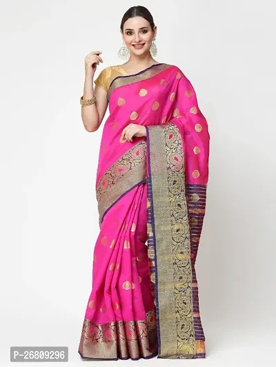 Womens Present Banarasi Soft Lichi Silk Saree Beautiful Jacquard Rich Pallu Design Work Zari Woven Kanjivaram Silk Style Saree With Soft Lichi Silk Blouse Piece