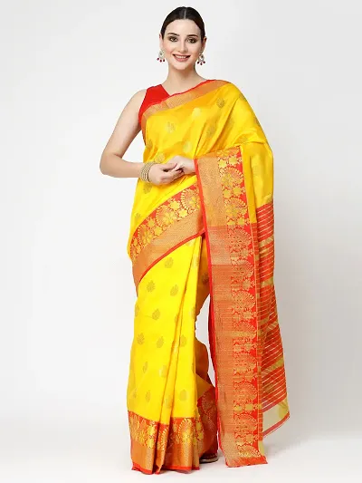 Banarasi Cotton Silk Woven Sarees with Blouse piece