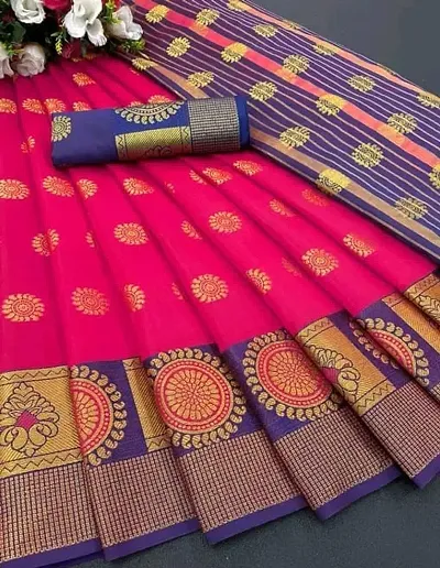 Zari Work Cotton Silk Sarees with Blouse Piece